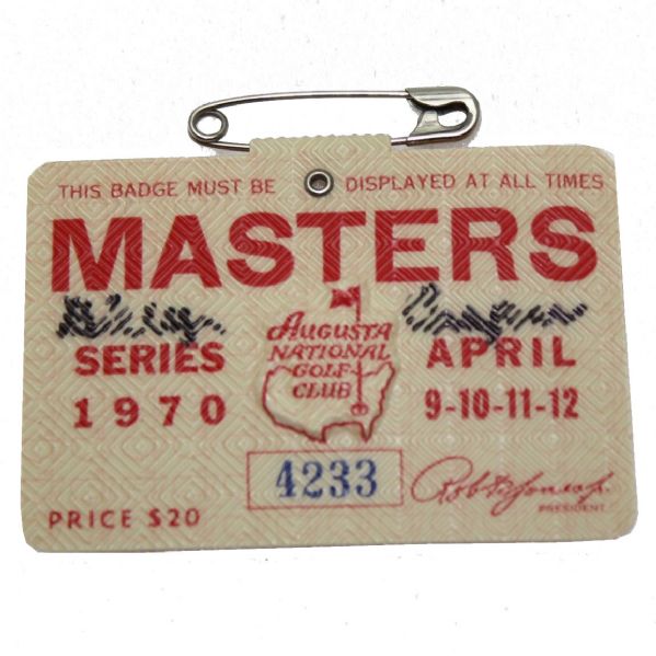 1970 Masters Badge Signed by Billy Casper JSA COA