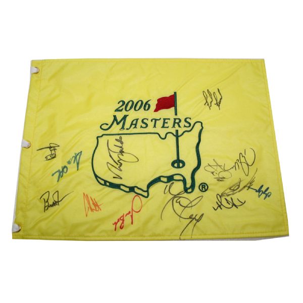 2006 Mutli-Signed Masters Embroidered Flag Including Faldo JSA COA