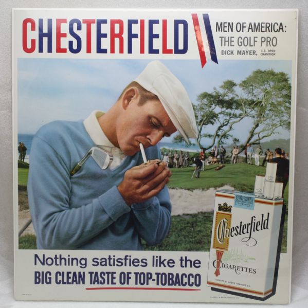 1950's Original Chesterfield Advertising Piece - Dave Mayer U.S. Open Champion