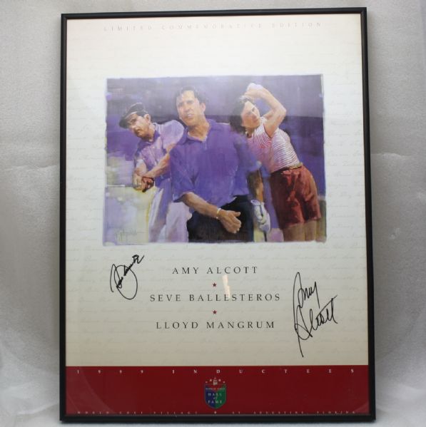 1999 World Golf Hall of Fame Commemorative Poster Signed by Seve and Alcott JSA COA