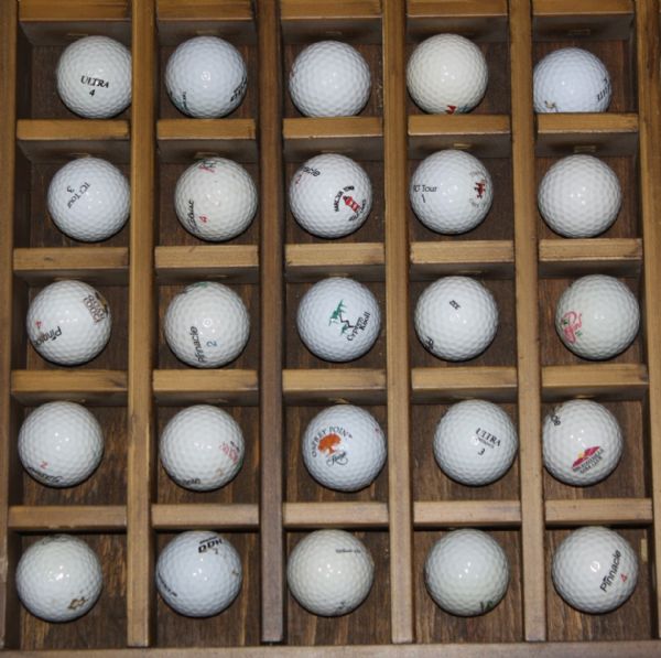 100 Assorted Logo Golf Balls with Golf Ball Display Case
