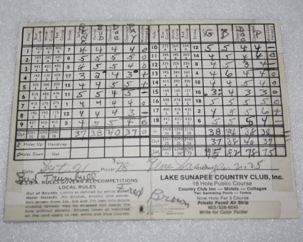 Gene Sarazen Signed Lake Sunapee Country Club Scorecard PSA/DNA Q09899