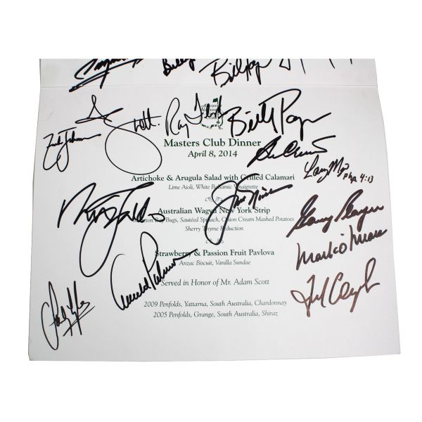 2014 Autographed Masters Champs Dinner Program -(29) Champs Incl. B. Watson - JSA COA