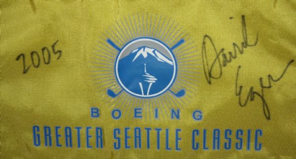2005 Boeing Greater Seattle Classic Champions   Flag Signed by David Eger with 3 Personal Balls JSA COA