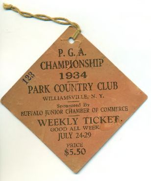 1934 PGA Ticket #123 - Signed by Champ Paul Runyan and Runner Up CRAIG WOOD JSA COA