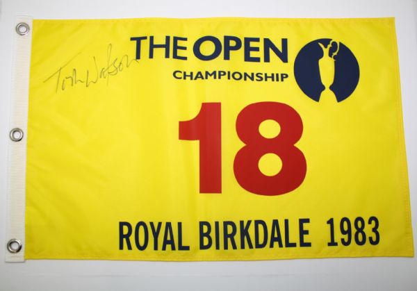Tom Watson Signed 1983 Royal Birkdale Replica Flag JSA COA