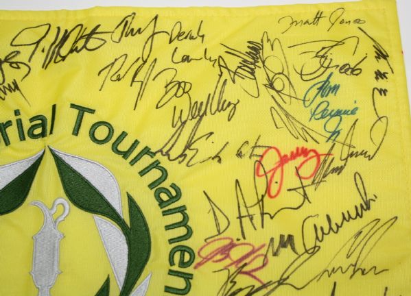 Memorial Flag Signed by Over 60 Pro's including Tiger, Rory, Dufner, Furyk, etc. JSA COA