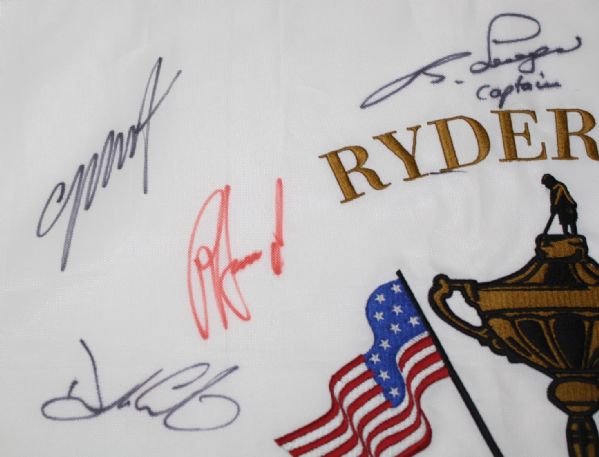 2004 Multi-Signed Ryder Cup at Oakland Hills Flag - Team Europe JSA COA