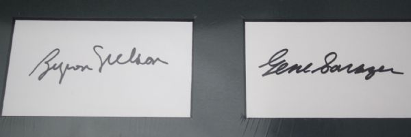 Byron Nelson and Gene Sarazen Signed 3x5 Cuts - Display JSA COA