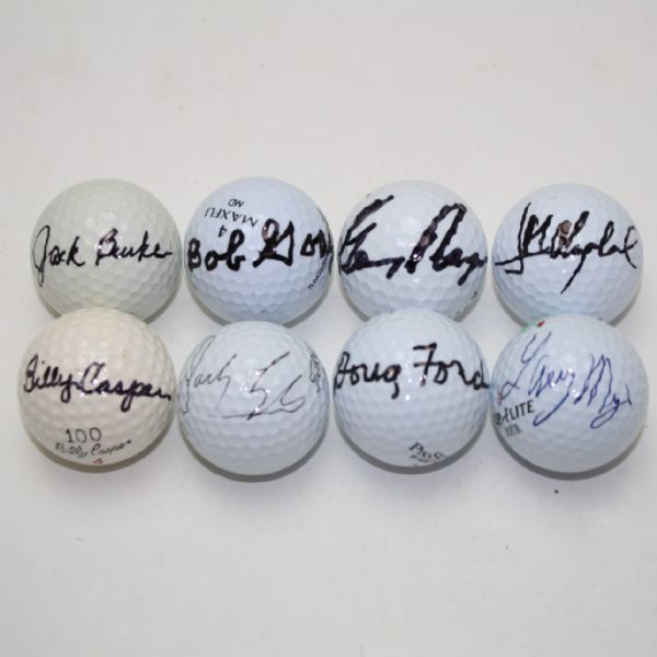 Lot of Eight Signed Masters Champions Golf Balls JSA COA