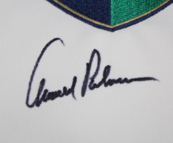 Jack Nicklaus and Arnold Palmer Signed White Embroidered Hall of Fame Flag JSA COA