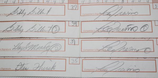 Lee Trevino's Four Signed Scorecards from 1992 USGA Senior Open JSA COA