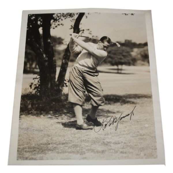 Robert T. Jones, Jr.Vintage Playing Days Signed Swinging 8x10 Photo JSA COA