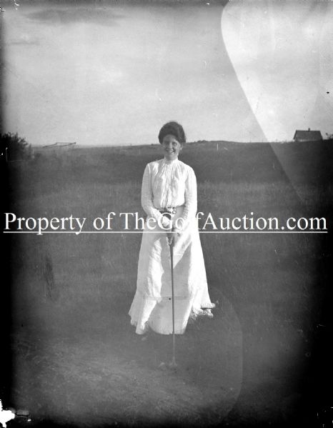 Old Time Womens Golfer Vintage Glass Plate Negative - Dennis Brearley Collection GF8