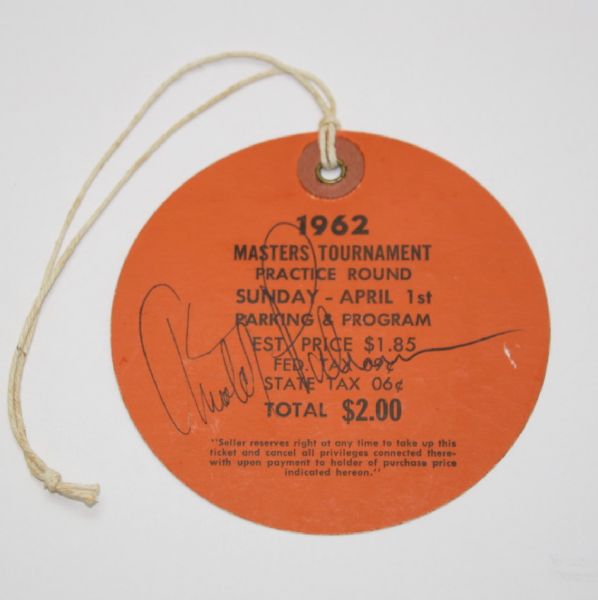 1962 Sunday RARE Masters Tournament Badge #526 - Arnold Palmer Signed JSA COA