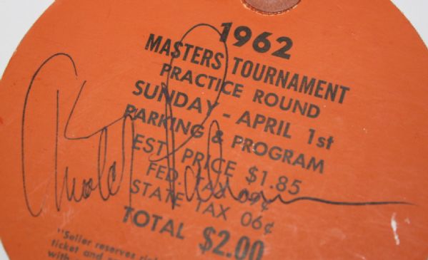 1962 Sunday RARE Masters Tournament Badge #526 - Arnold Palmer Signed JSA COA