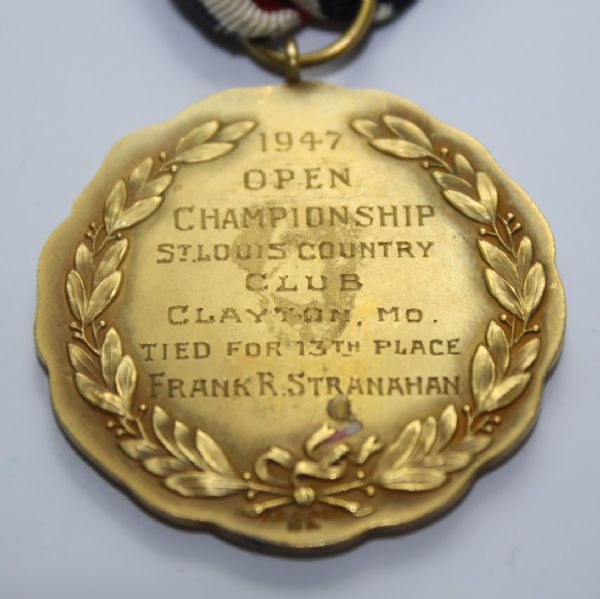 Frank Stranahan's 1947 US Open 13th Place Gold Medal-St. Louis Country Club 