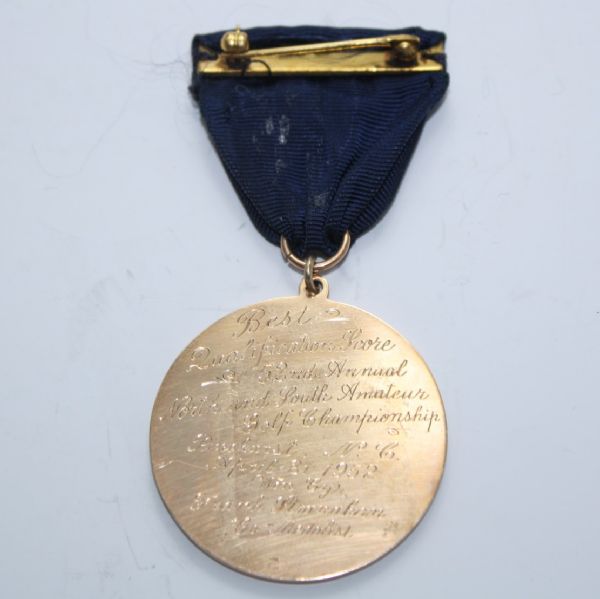 Frank Stranahan's 1952 North South Amateur Medalist Award-14K Medal - Pinehurst 