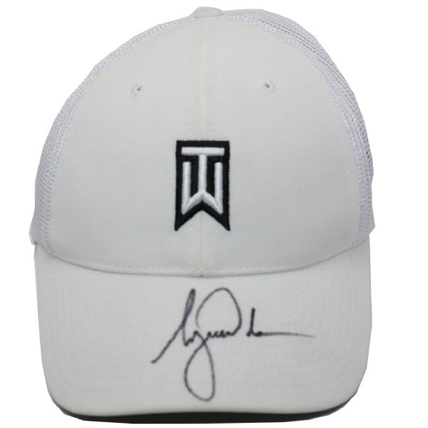 Tiger Woods Signed White TW Hat JSA COA