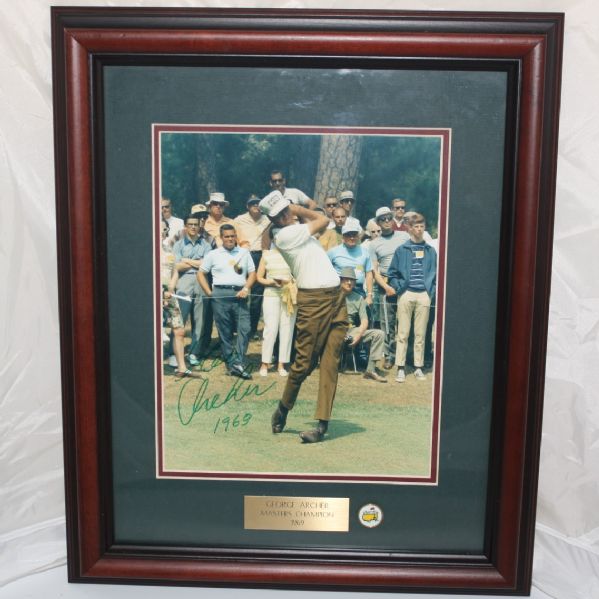 George Archer Signed 8x10 Photo with 1969 Masters Inscription - Deluxe Framed JSA COA