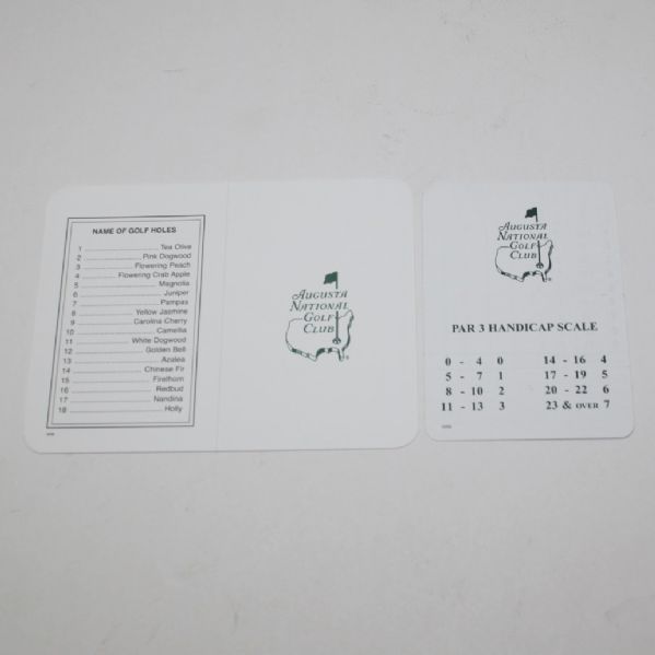 Augusta National Golf Club Green Score Card Holder Plus Scorecard and Par 3 Scorecard