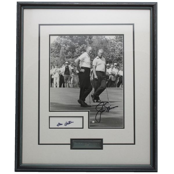 Framed 8 x10 Jack Nicklaus Signed Photo with Don Hutson Signed Cut JSA COA