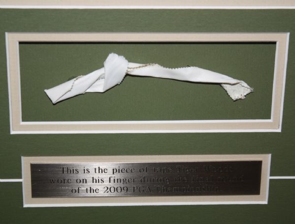 Framed Tiger Woods Piece of Golfer's Tape used in 2009 PGA Championship Final Round