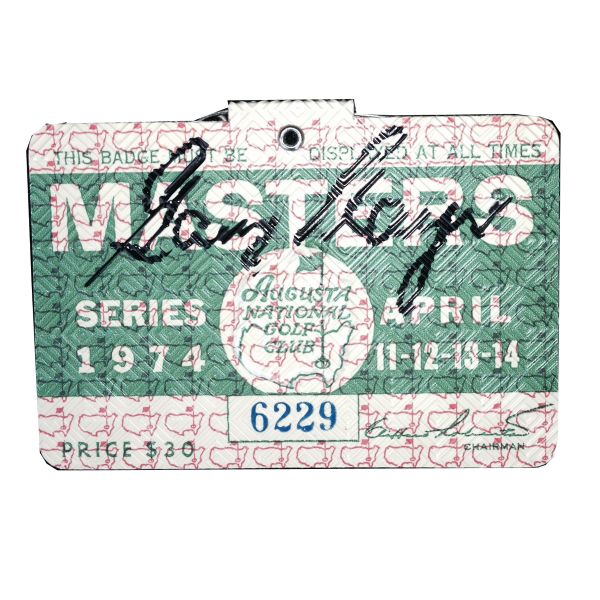 Gary Player Signed 1974 Masters Badge Full Autograph