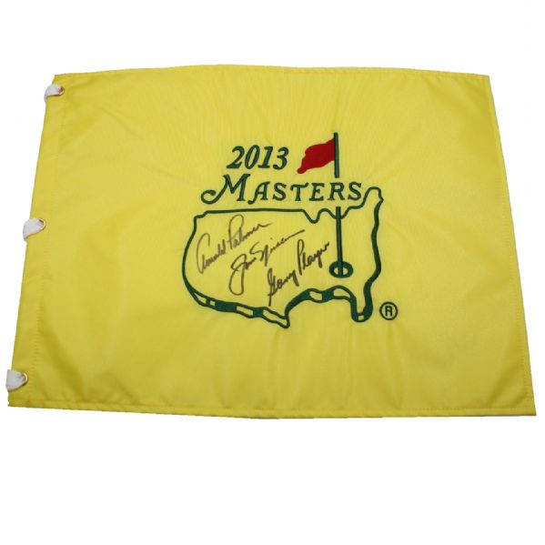 Big 3 Arnie Jack and Gary Signed 2013 Masters Flag 