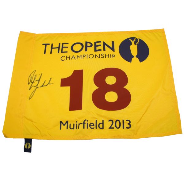 Phil Mickelson Signed 2013 British Open Official Flag with Tag - Tough Autograph 