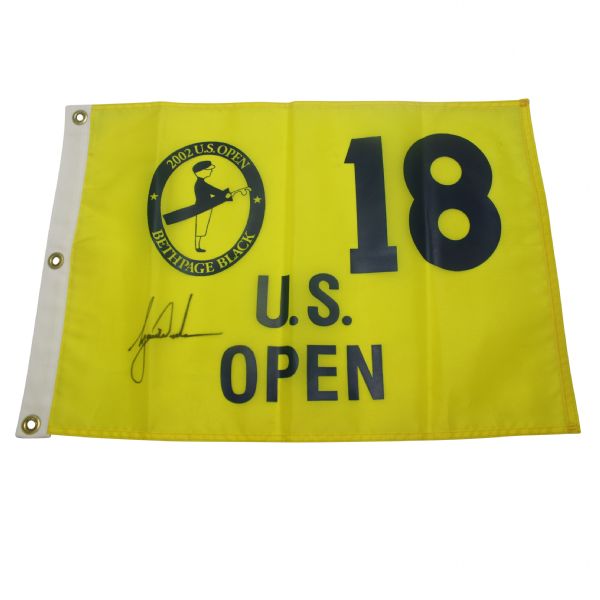 Tiger Woods Signed 2002 US Open Flag - Bethpage Black JSA COA