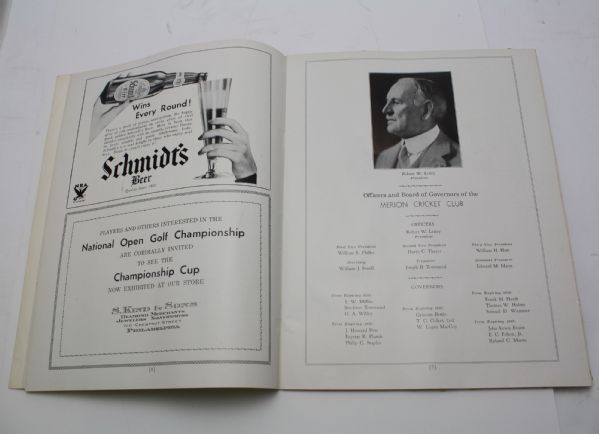 1934 US Open Program  With Top Condition Front Cover - Pages Missing - Merion