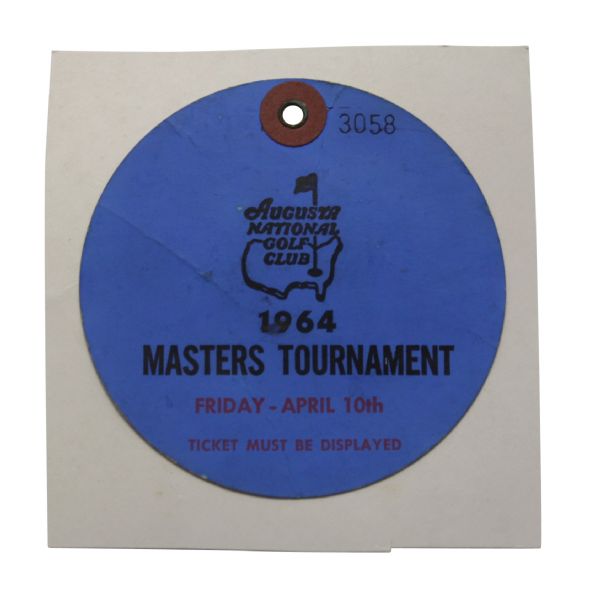 1964 Masters Paper Ticket #3058