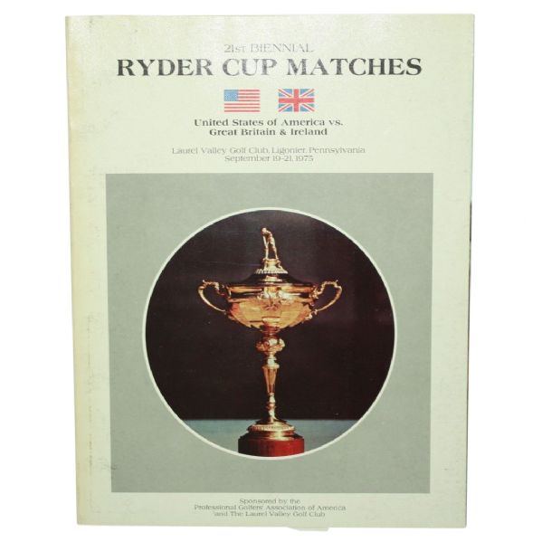 1975 Ryder Cup Near Mint Program - Laurel Valley G.C.-Arnold Palmer Captain