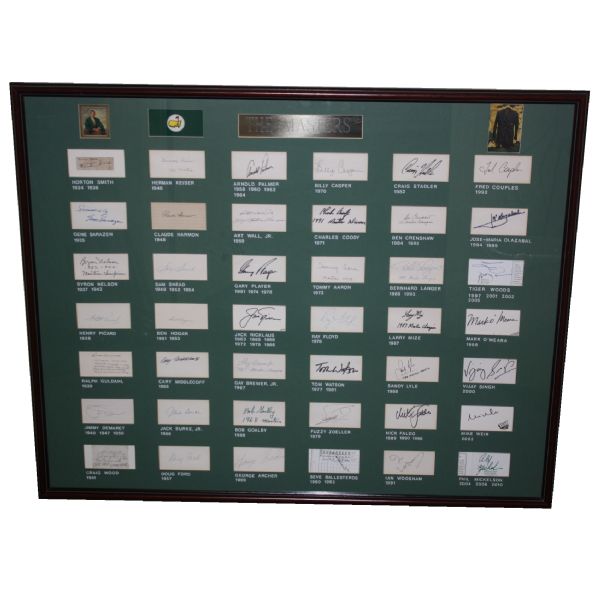 1934-2006 Masters Champions COMPLETE Run of Autographs Incls. Harmon, Wood, Etc