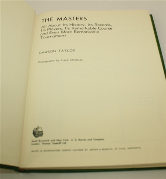 'The Masters - Profile of a Tournament' - Golf Book by Dawson