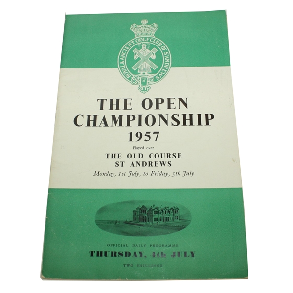 1957 British Open Green Thursday Program - Bobby Locke Winner - St. Andrews