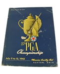 1945 PGA Championship Program Signed by Champ Byron Nelson -8th of 11 Straight Wins