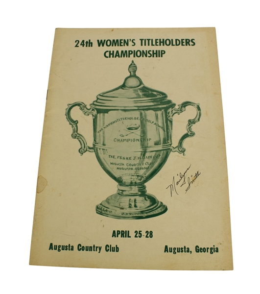 1963 Women's Titleholder Championship Program Signed by Marilyn Smith JSA COA