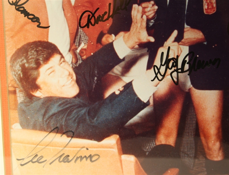 Signed Seldom Seen photo 1973 Ryder Cup Teammates Celebrating in Their Underwear-Nicklaus, Palmer Etc. JSA COA