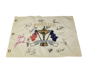 1999 Ryder Cup Battle at Brookline Flag Signed by 11 US Team/ 2 Euros Team Members