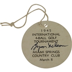 Byron Nelson Signed 1945 Inter.l 4-Ball Tourn. Ticket-1st of Record 11 Straight Wins! Stunning Condition!