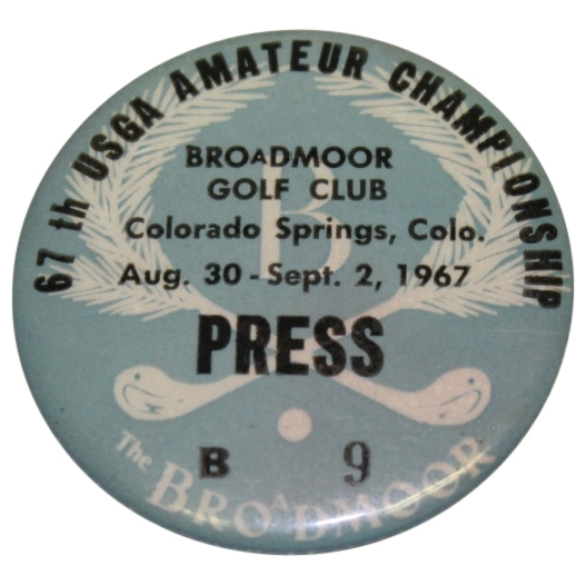 1967 US Amateur at Broadmoor GC Press Button - Bob Dickson Winner