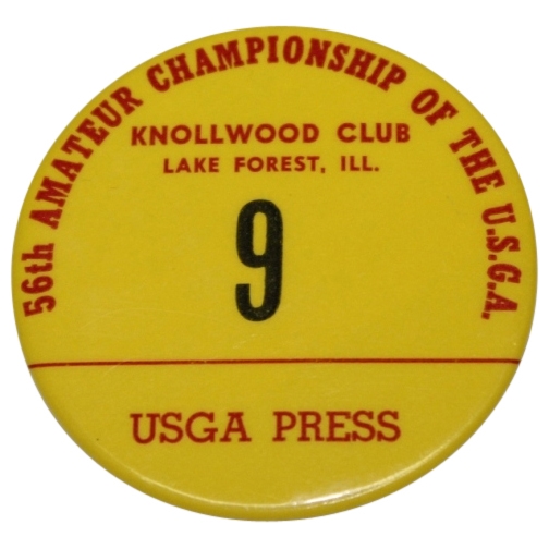 1956 US Amateur at Knollwood Club Lake Forest, IL Press Badge - Harvey Ward Jr. Winner