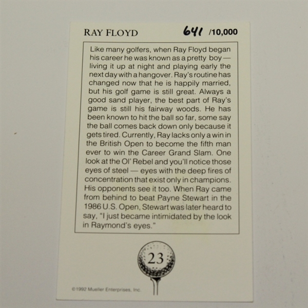 Ray Floyd Signed Mueller 'Good Ol'Rebel' LTD Ed Card #641 JSA COA