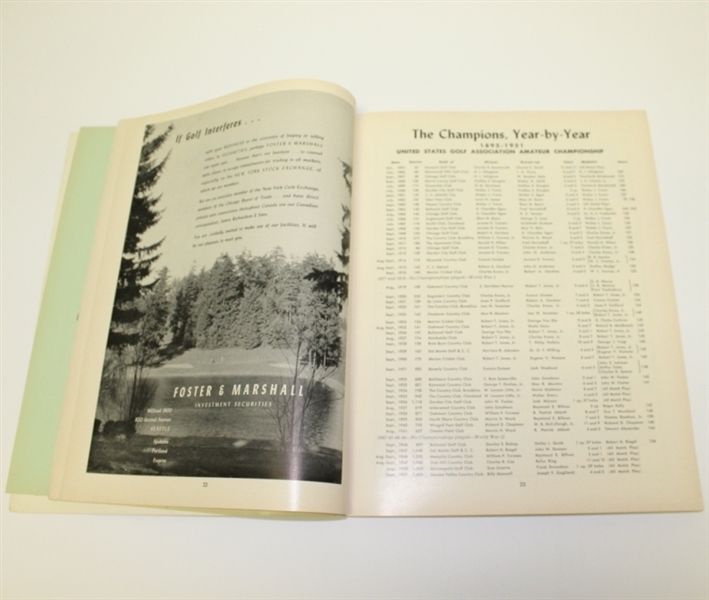 1952 US Amateur at Seattle CC Program with America's Cup Match Sheet - Jack Westland Winner