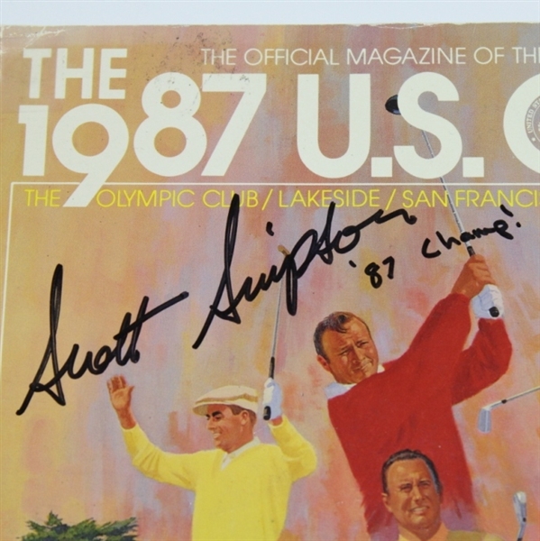 1987 US Open at Olympic Club Program Signed by Scott Simpson JSA COA