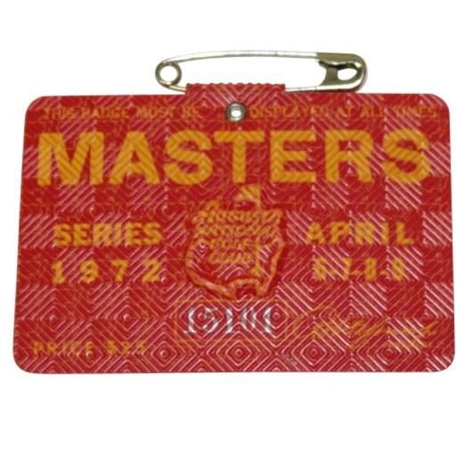1972 Masters Tournament Badge - #15101 - Jack Nicklaus Winner