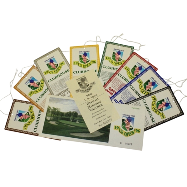 Full Set of Unused Mint 1996 US Open at Oakland Hills Tickets with Envelope