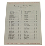 1952 Masters Friday Pairing Sheet - Sam Snead Winner